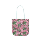 Beautifully Pink And Green Gorgeous Designed Marijuana 420 Weed Leaf Polyester Canvas Tote Bag (AOP)