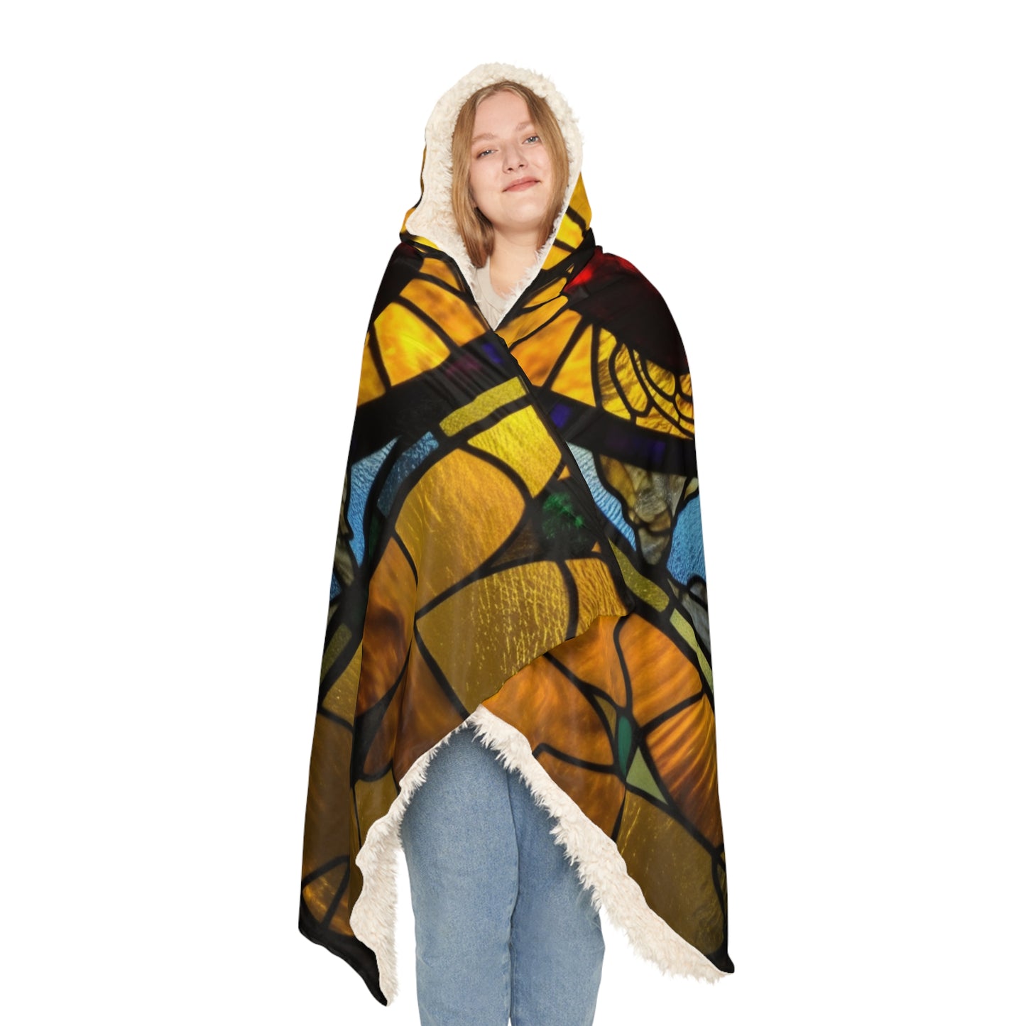 Stained Glass Yellow Background Amazing Red Heart Snuggle Blanket