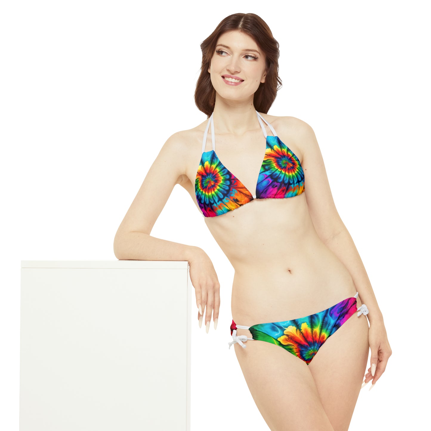 Bold And Beautiful Tie Dye Style 2 B Strappy Bikini Set (AOP)