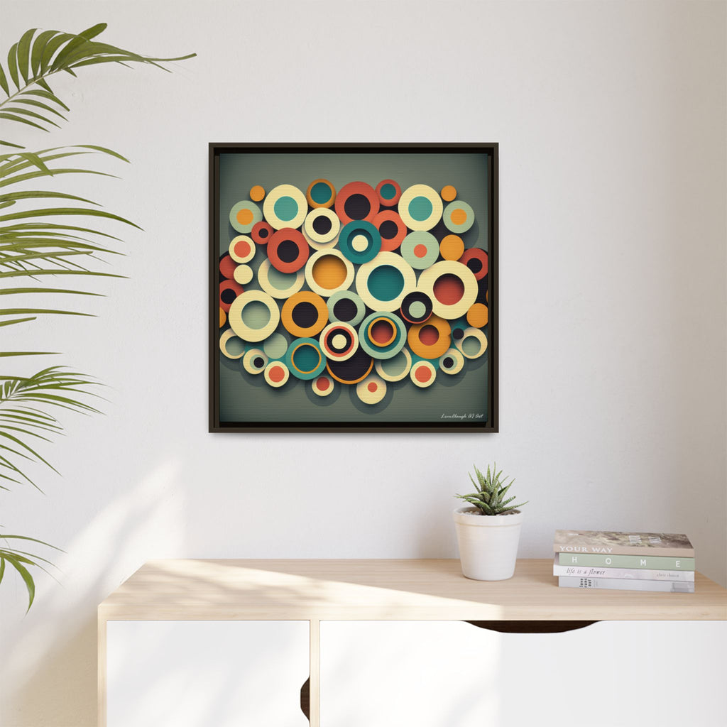 Gathered Circles, Matte Canvas, Framed (Multi-color)
