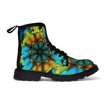 Bold And Beautiful Flowers B 3 Blue Yellow Women's Canvas Boots