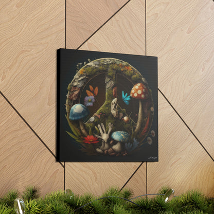 Beautiful Forest Round Peace Sign 5 Canvas Gallery Wraps