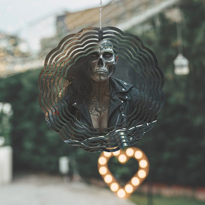 Skull Faced Biker Chic Wind Spinner