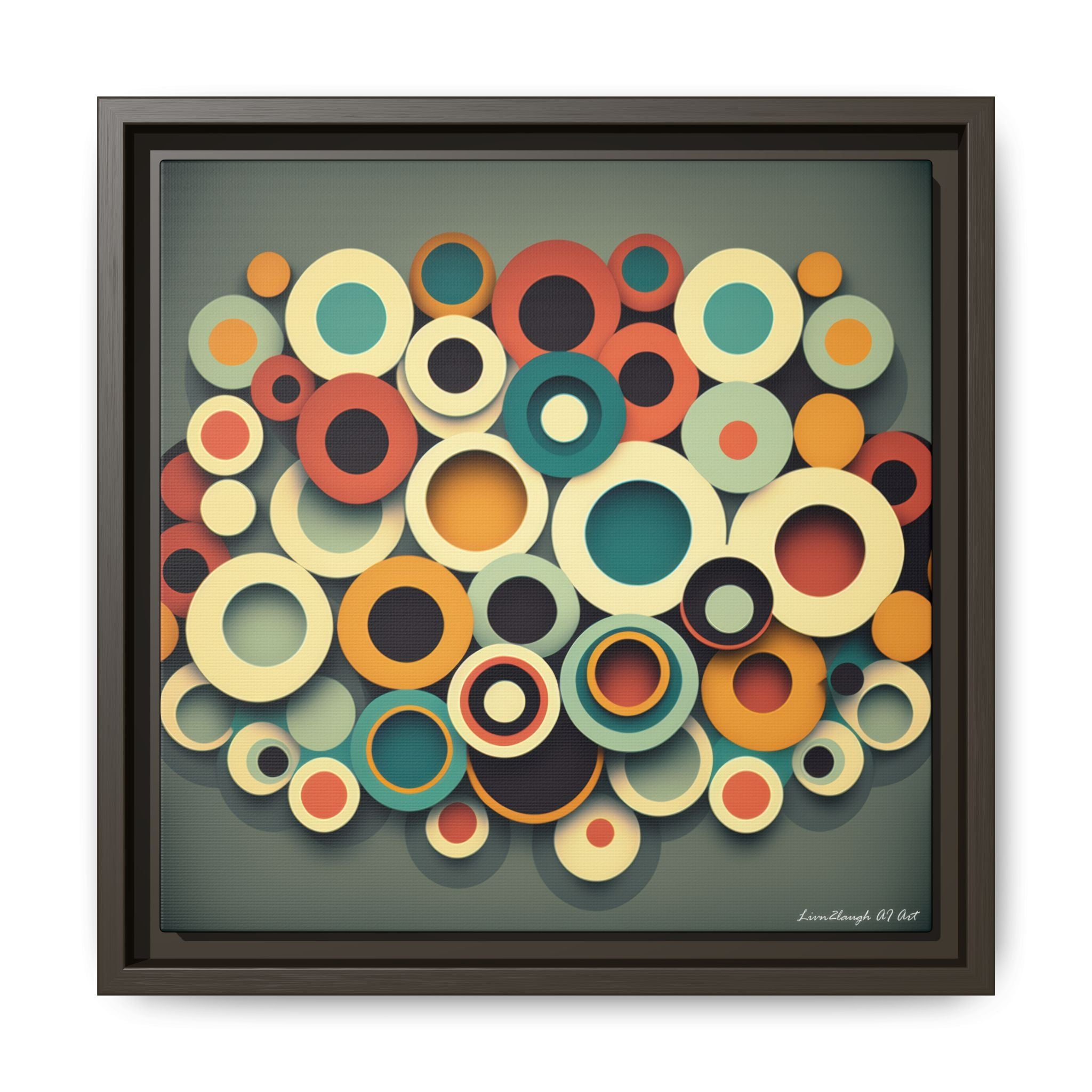 Gathered Circles, Matte Canvas, Framed (Multi-color)