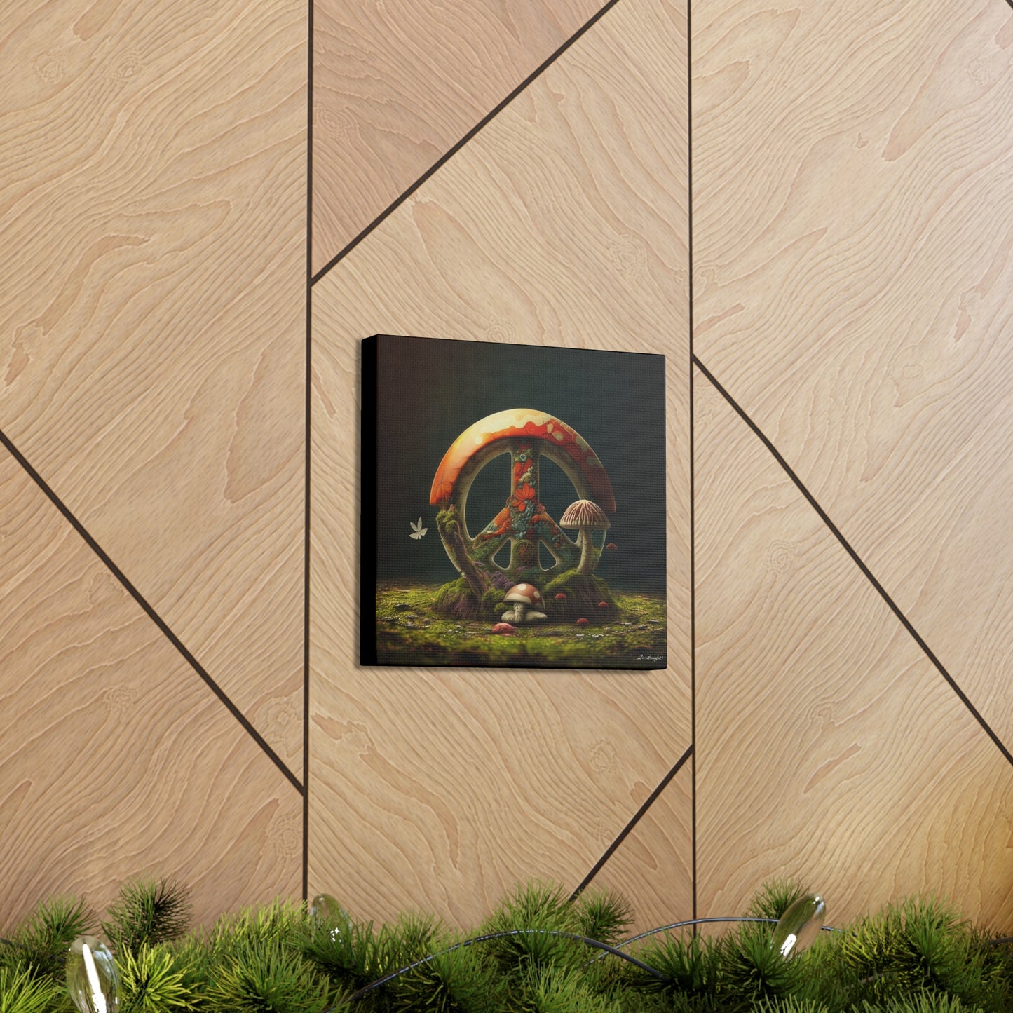 Beautiful Forest Round Peace Sign 6 Canvas Gallery Wraps