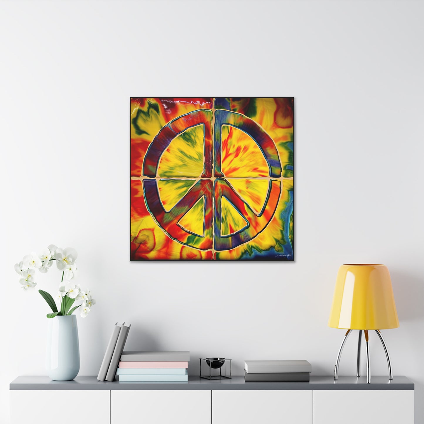 Coolio Tie Dye Hippie Peace Sign Canvas Gallery Wraps