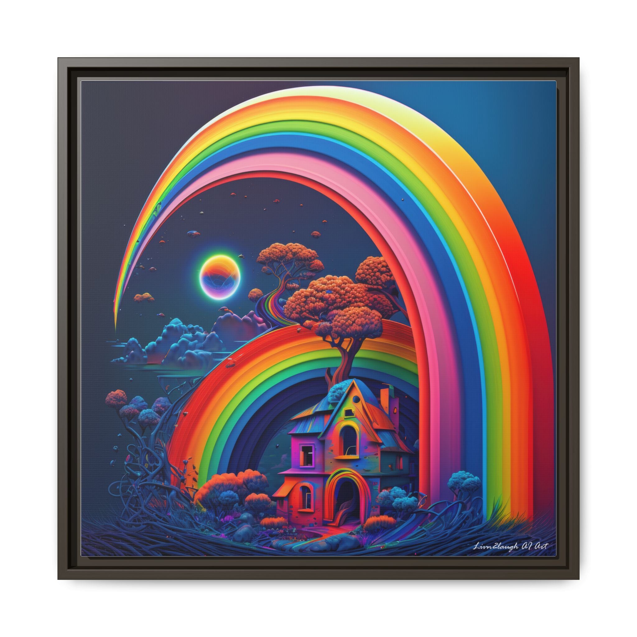 Home Beneath the Rainbow, Art Print — Colorful Modern Wall Canvas