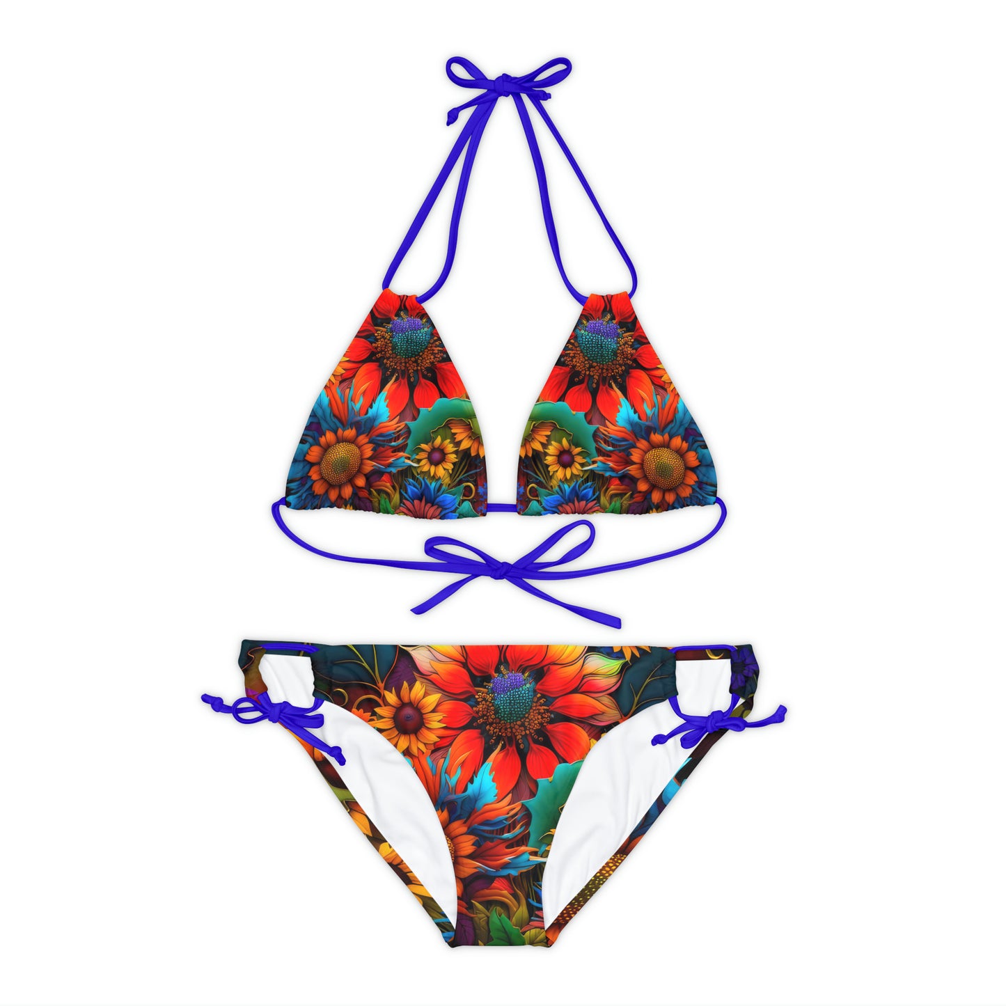 Bold And Beautiful Flowers Style Two Strappy Bikini Set (AOP)