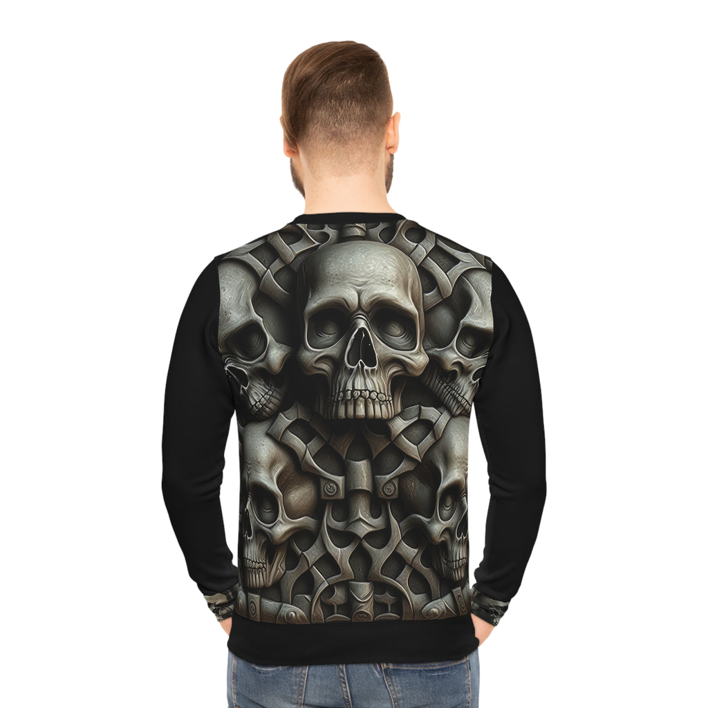 Metallic Chrome Skulls and classic Designed Background Style 18 Lightweight Sweatshirt (AOP)