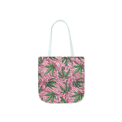 Beautifully Pink And Green Gorgeous Designed Marijuana 420 Weed Leaf Polyester Canvas Tote Bag (AOP)