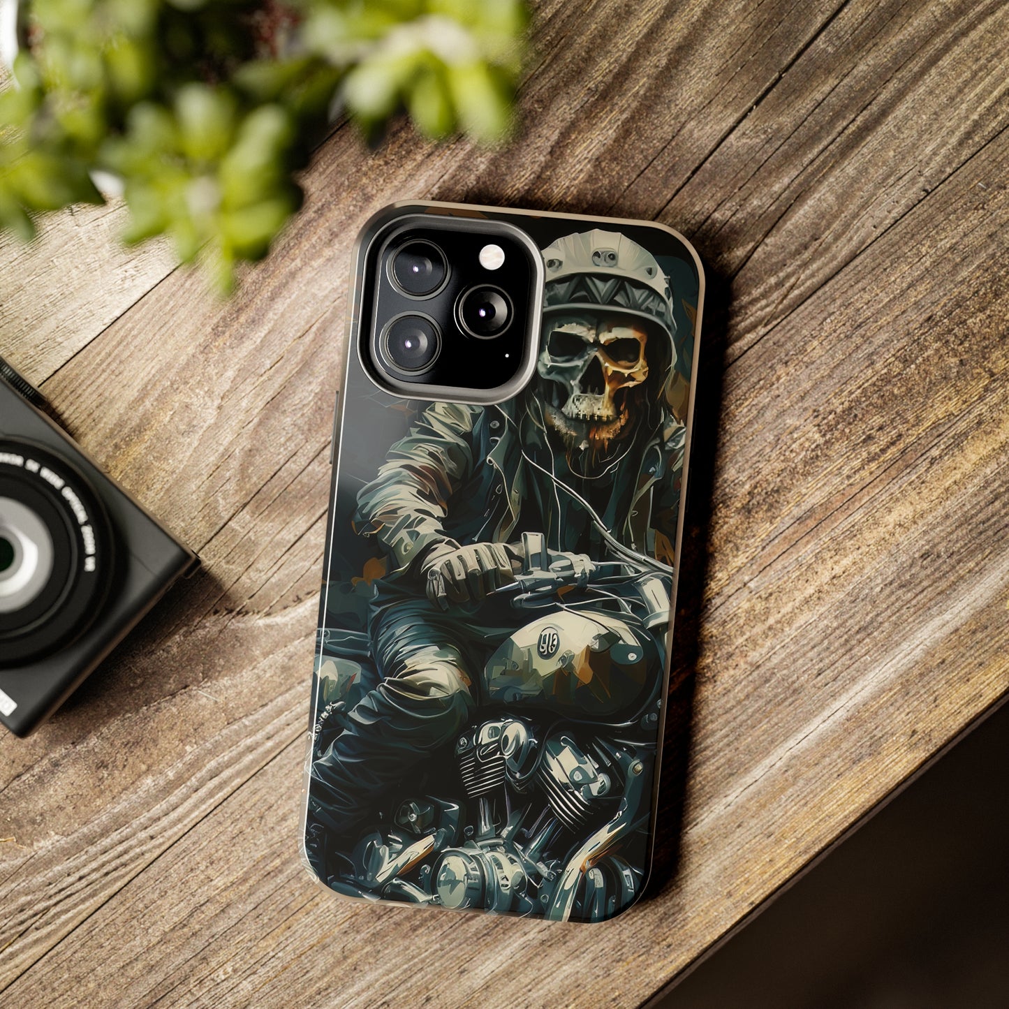 Skull Motorcycle Rider, Ready to Tear Up Road On Beautiful Bike Tough Phone Cases