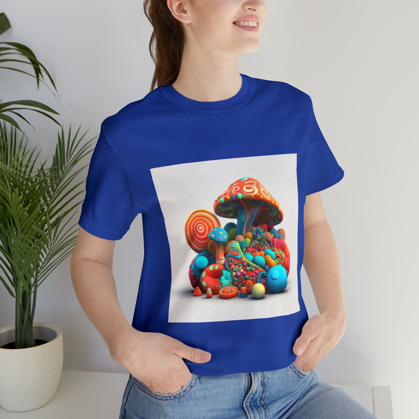 Hippie Mushroom Color Candy Style Design Style 1Unisex Jersey Short Sleeve Tee