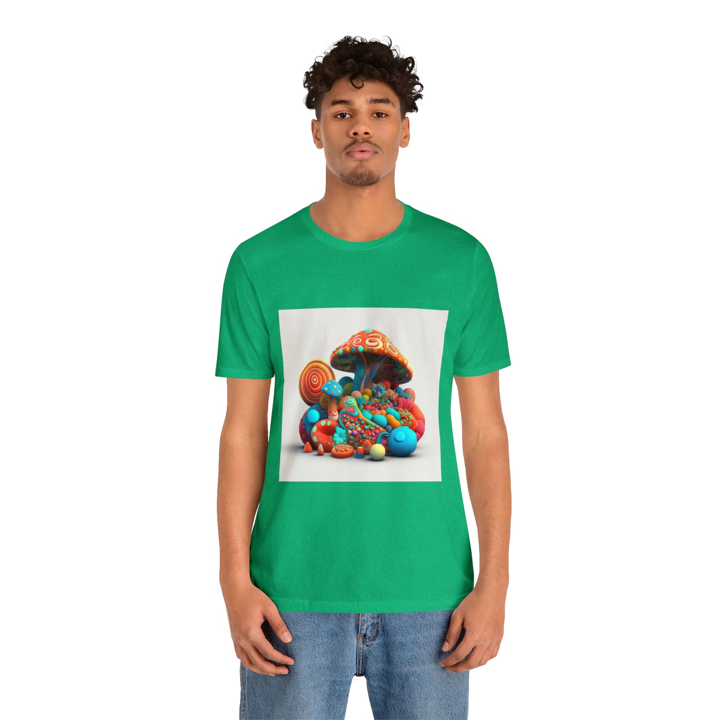 Hippie Mushroom Color Candy Style Design Style 1Unisex Jersey Short Sleeve Tee