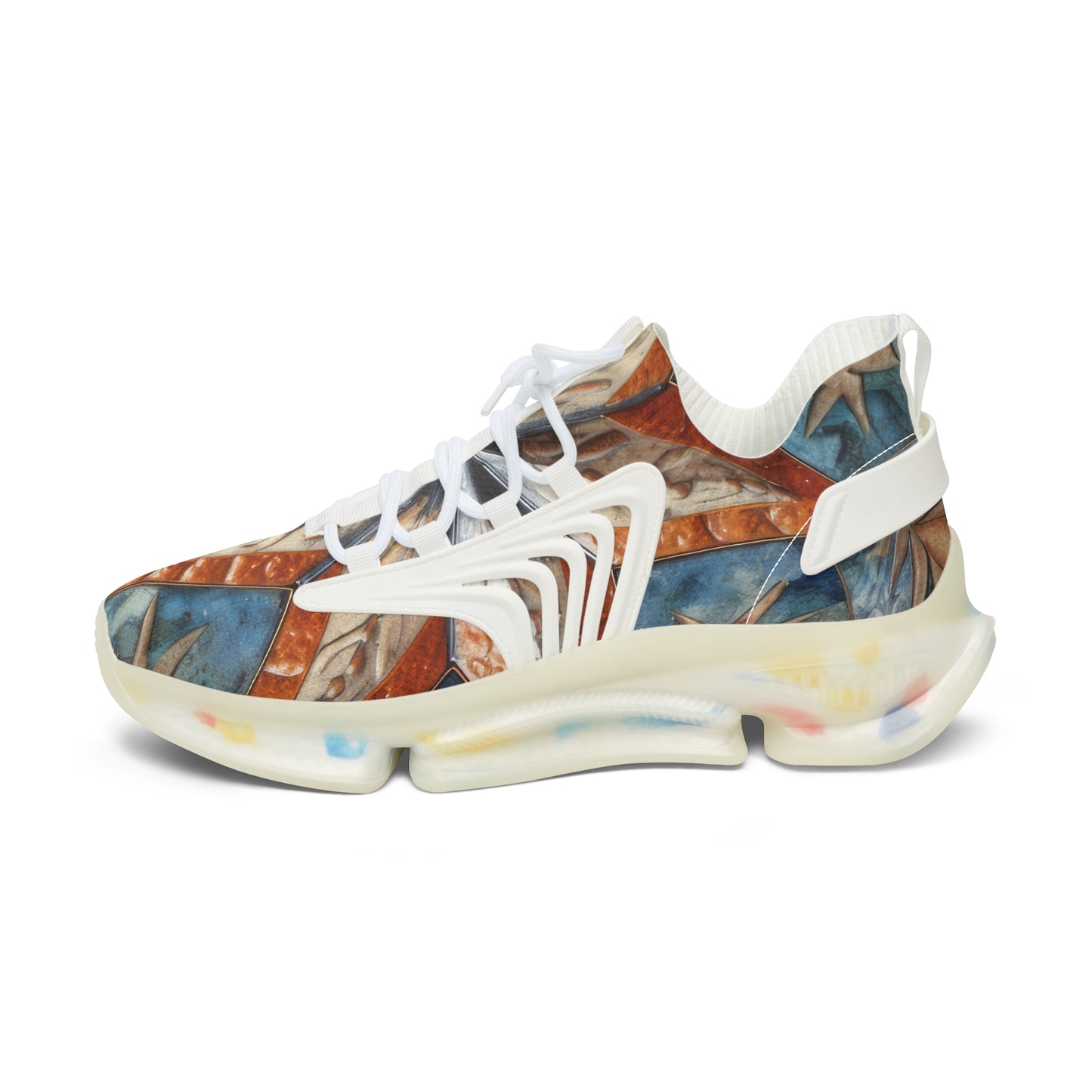 Beautiful Stars Abstract Star Style Orange, White And Blue Women's Mesh Sneakers