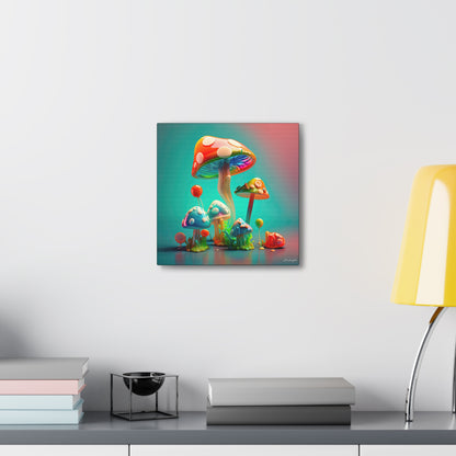 Beautiful Mushroom Luminating Colorful Bliss 3 Canvas Gallery Wraps