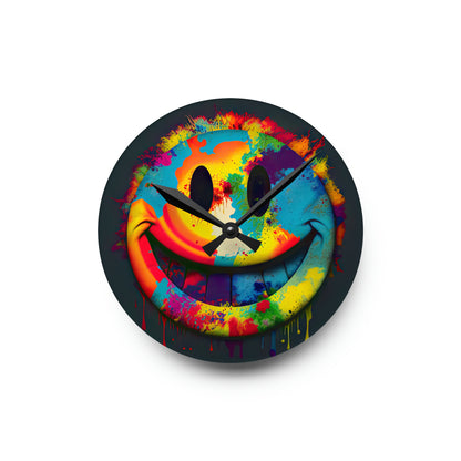 Happy Tie Dye Face Style 1 Wall Clock