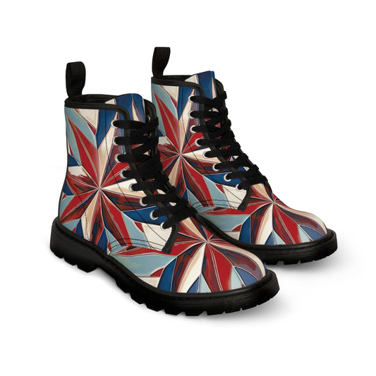 Beautiful Stars Abstract Star Style Red, White, And Blue Men's Canvas Boots