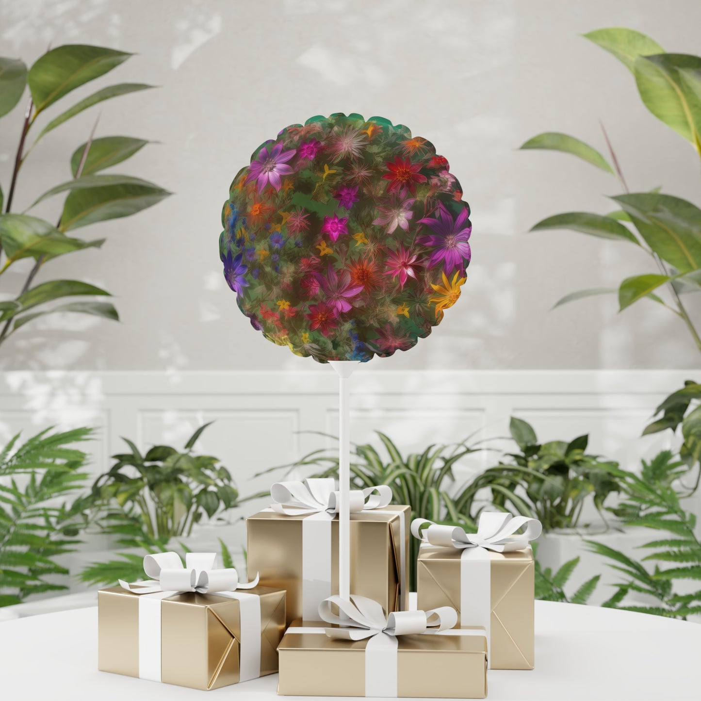 Bold & Beautiful & Metallic Wildflowers, Gorgeous floral Design, Style 3 Balloon (Round and Heart-shaped), 11"