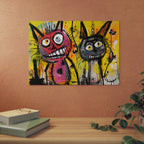 Abstract Multi Colored Cats With Yellow Background By DaFlowerChild Aluminum Composite Panels