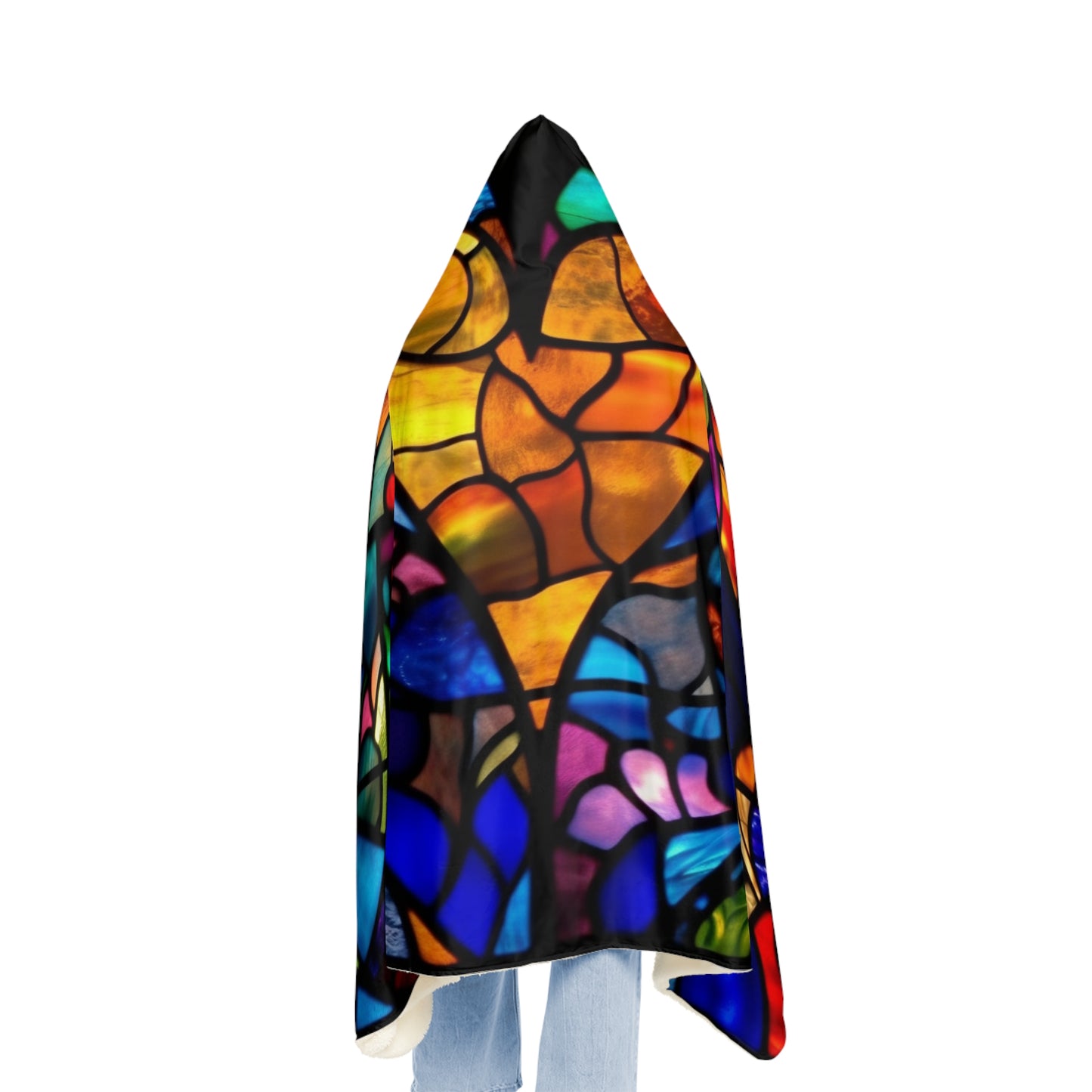 Stained Glass Blue Background Amazing Yellow Heart Snuggle Blanket