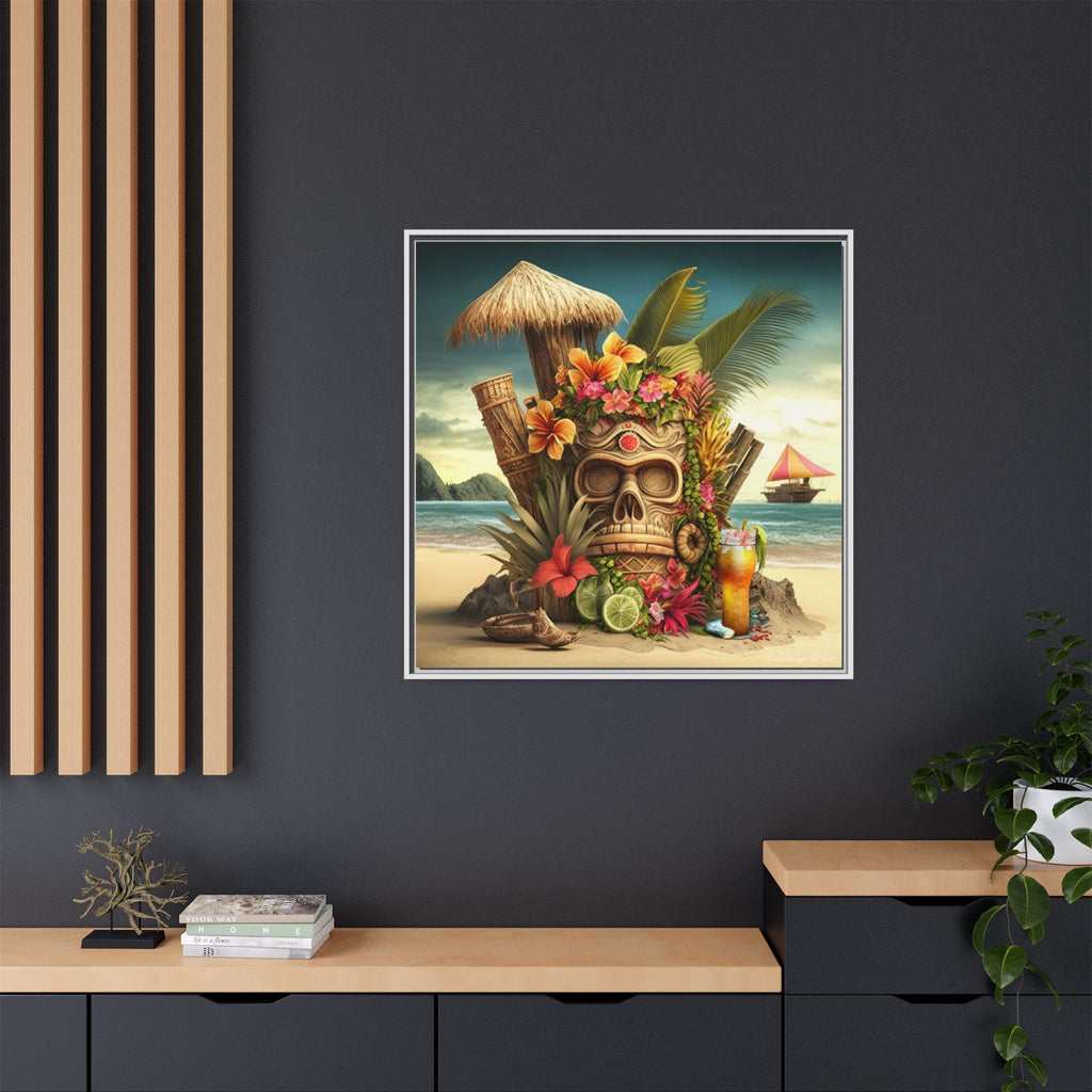 Tiki Dreams by the Shore, Art Print — Colorful Modern Wall Canvas