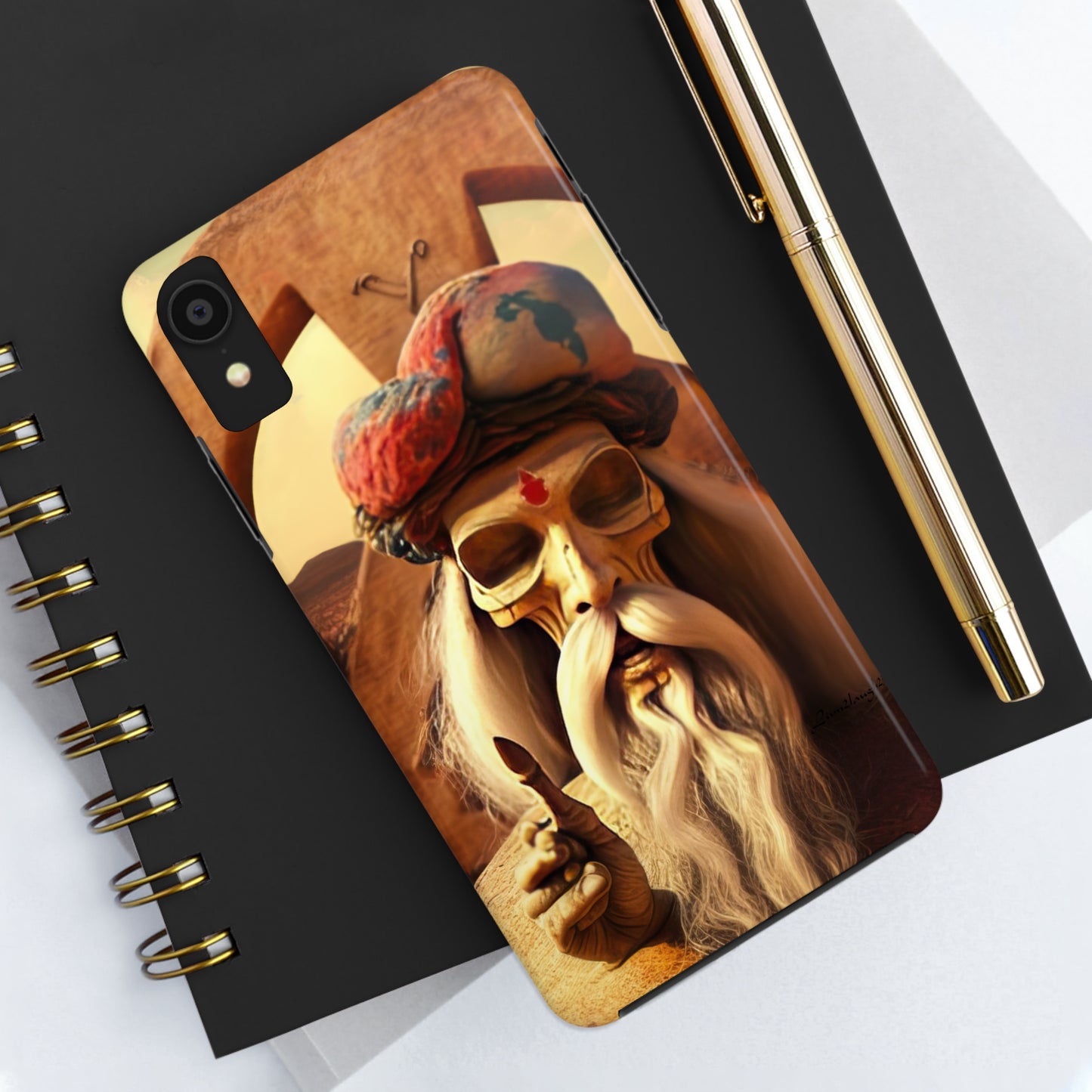 Wise Man In Dessert With Beard And Peace Sign Tough Phone Cases