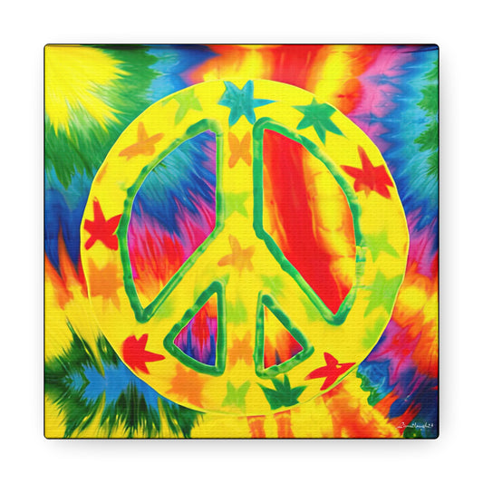 Coolio Tie Dye Hippie Peace Sign And Stars 8 Canvas Gallery Wraps