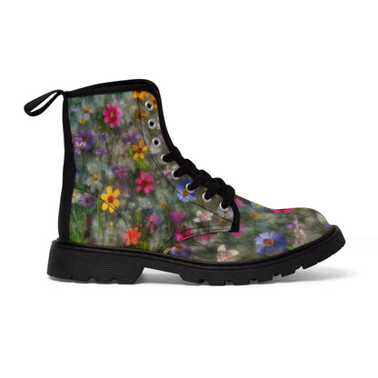 Bold & Beautiful & Metallic Wildflowers, Gorgeous floral Design, Style 2 Women's Canvas Boots