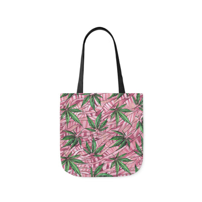 Beautifully Pink And Green Gorgeous Designed Marijuana 420 Weed Leaf Polyester Canvas Tote Bag (AOP)