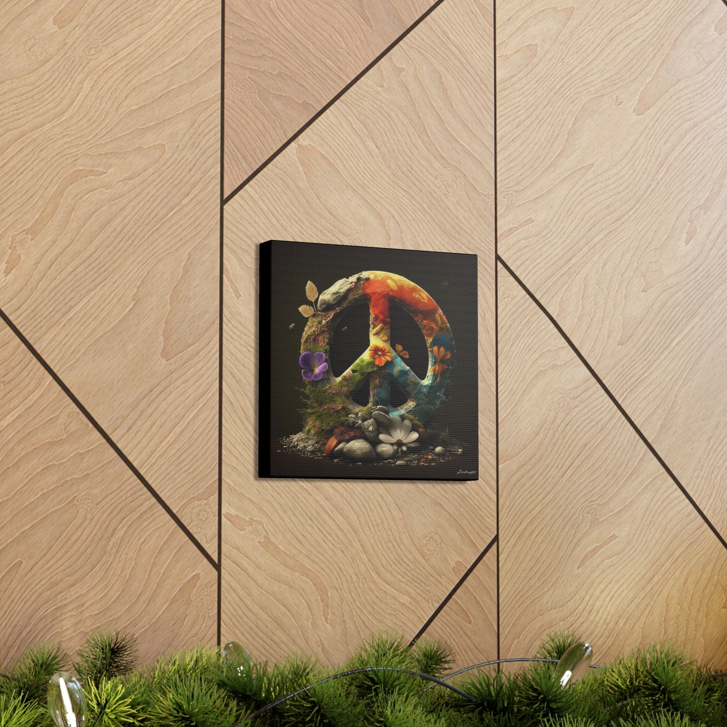 Beautiful Forest Round Peace Sign  8 Canvas Gallery Wraps