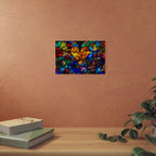 Stained Glass Blue Background Amazing Yellow Heart Aluminum Composite Panels