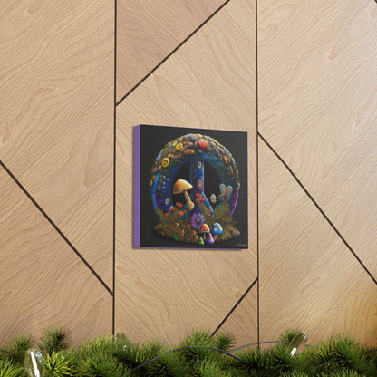 Beautiful Forest Round Peace Sign Mushrooms  Flowers And Butterfly 11 Canvas Gallery Wraps