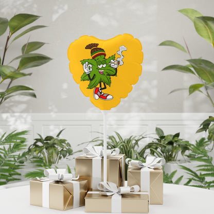 Marijuana Reggae Pot Leaf Man Smoking A Joint With Red Sneakers Style One, Yellow Balloon (Round and Heart-shaped), 11"