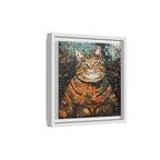 Mosaic Majesty: The Regal Cat, Framed Mosaic Cat Art Print — Colorful Modern Wall Canvas
