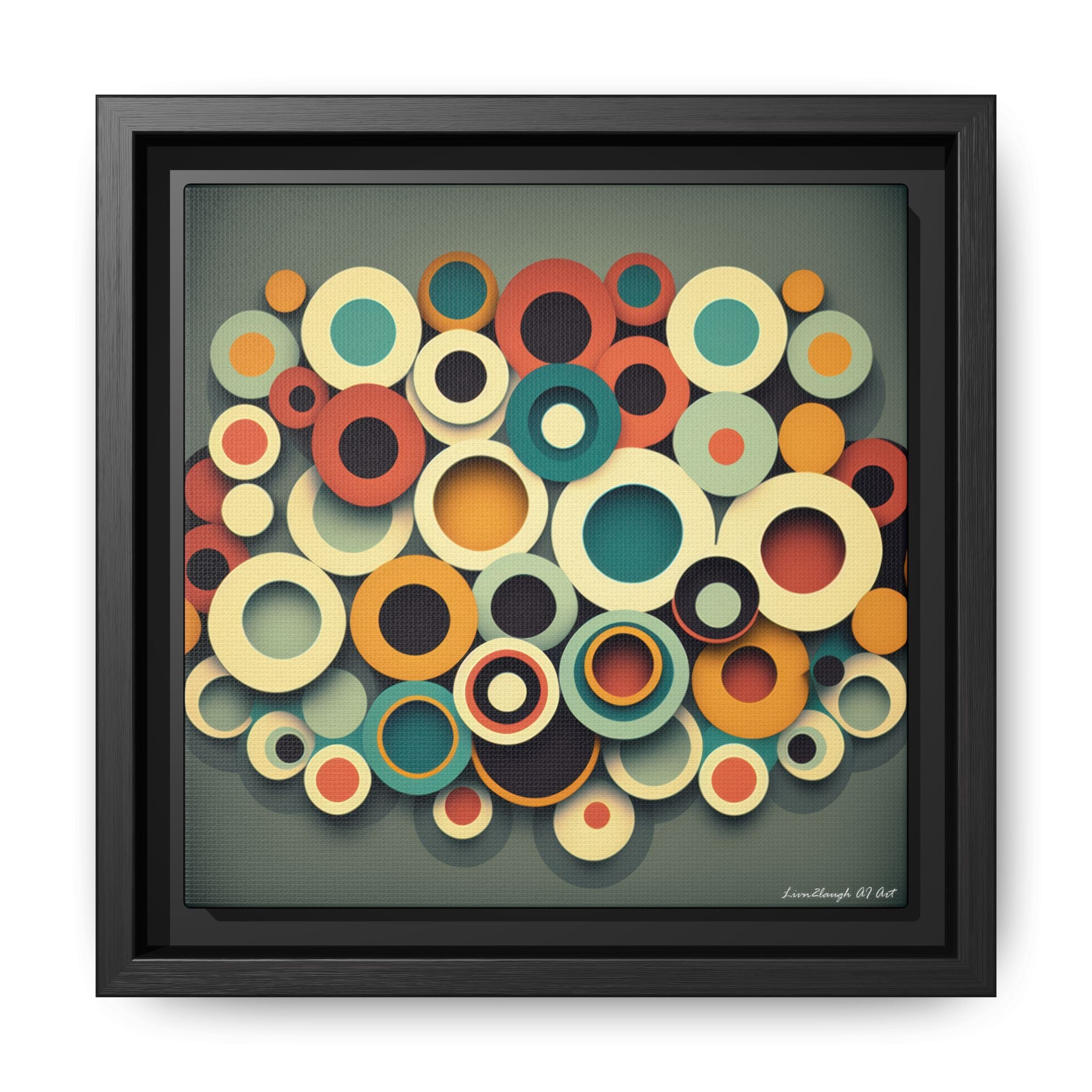 Gathered Circles, Matte Canvas, Framed (Multi-color)