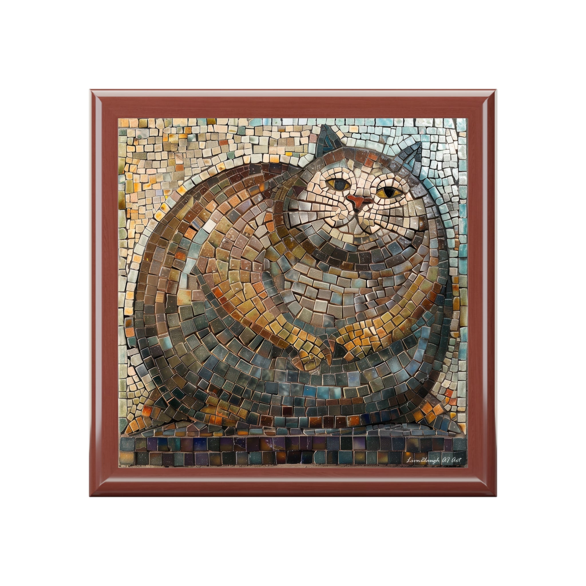 "Serene Mosaic Cat" Jewelry- Stash- Collection Box