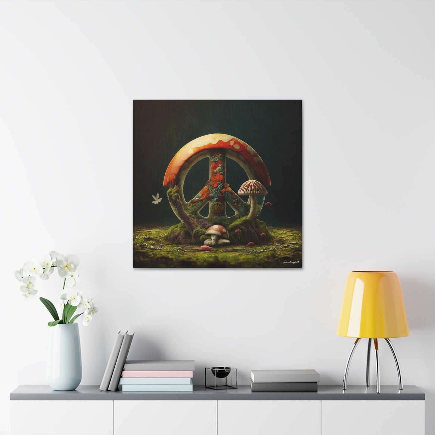 Beautiful Forest Round Peace Sign 6 Canvas Gallery Wraps