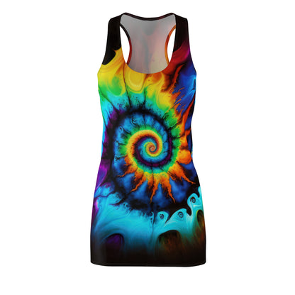 Bold And Beautiful Tie Dye Style One Women's Cut & Sew Racerback Dress (AOP)