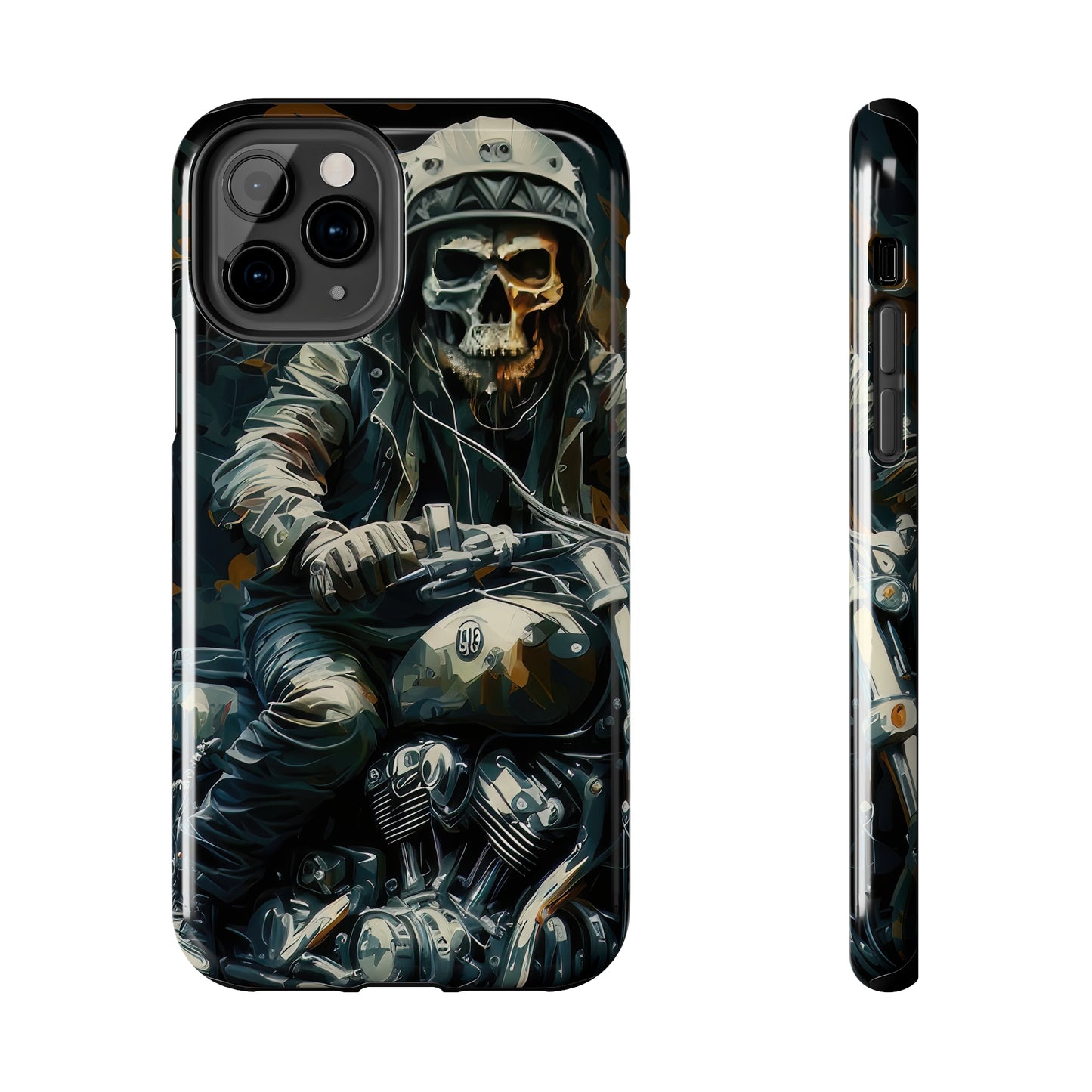 Skull Motorcycle Rider, Ready to Tear Up Road On Beautiful Bike Tough Phone Cases