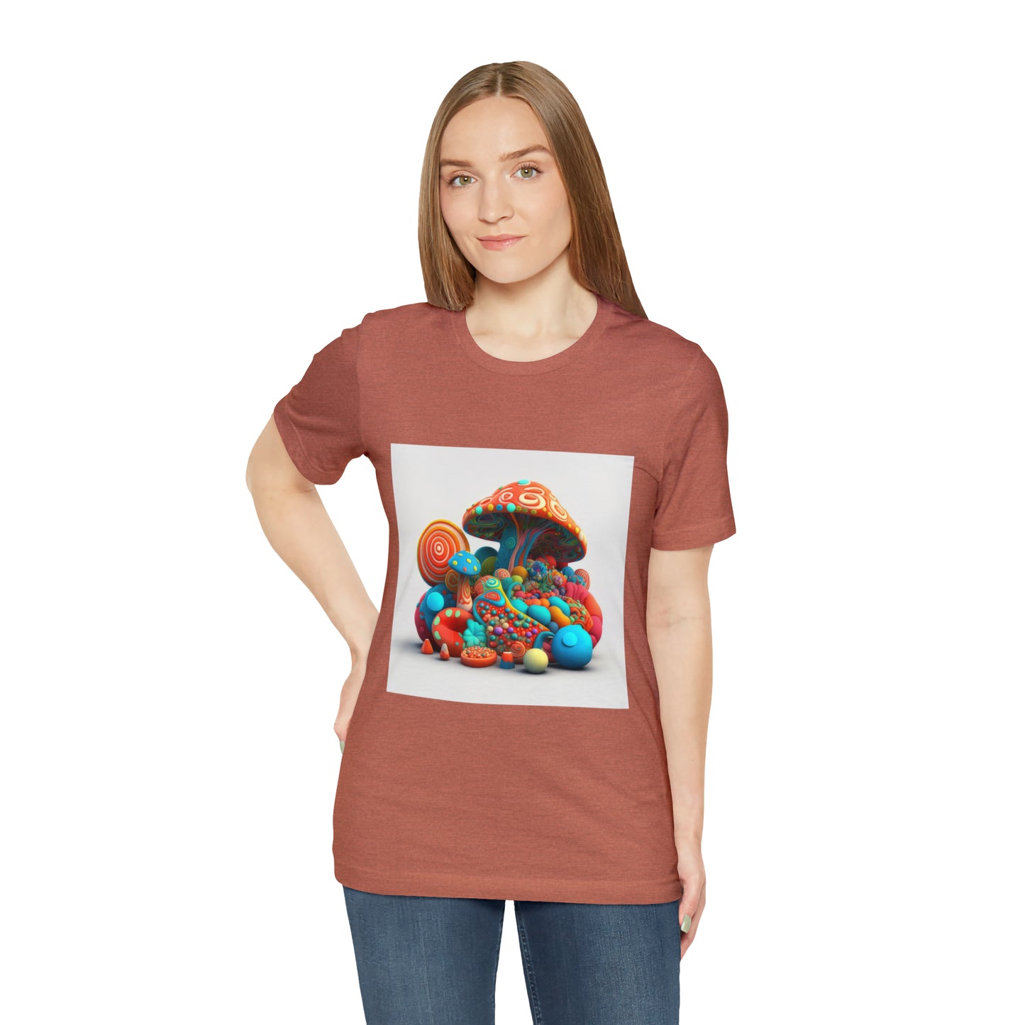 Hippie Mushroom Color Candy Style Design Style 1Unisex Jersey Short Sleeve Tee