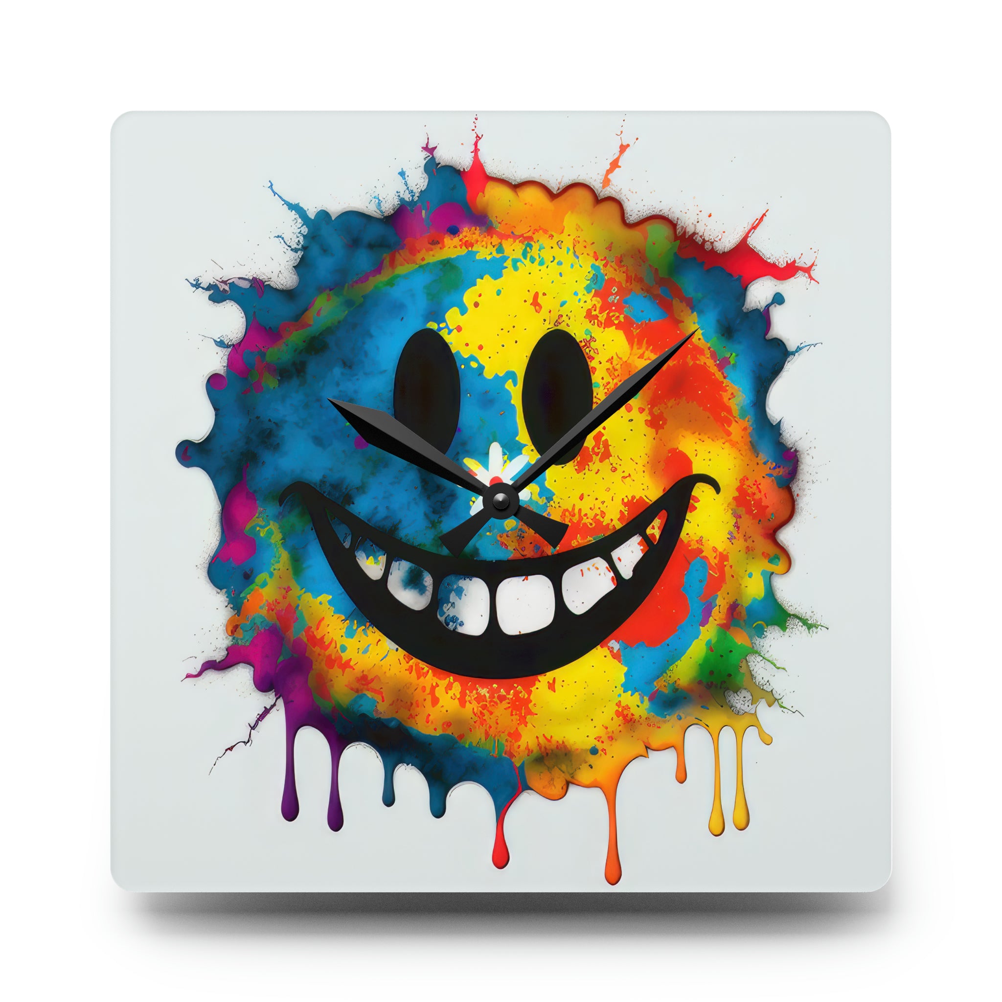Happy Tie Dye Face Style 3 Wall Clock