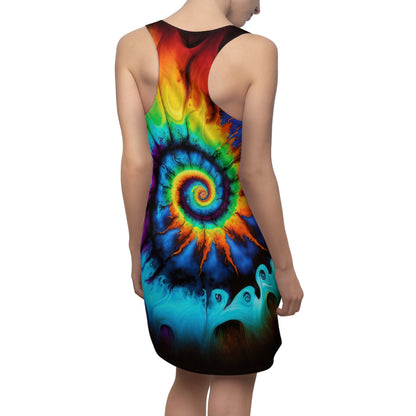 Bold And Beautiful Tie Dye Style One Women's Cut & Sew Racerback Dress (AOP)