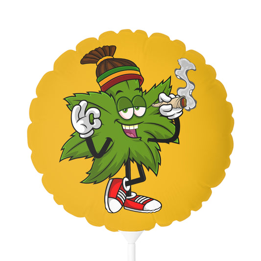 Marijuana Reggae Pot Leaf Man Smoking A Joint With Red Sneakers Style One, Yellow Balloon (Round and Heart-shaped), 11"