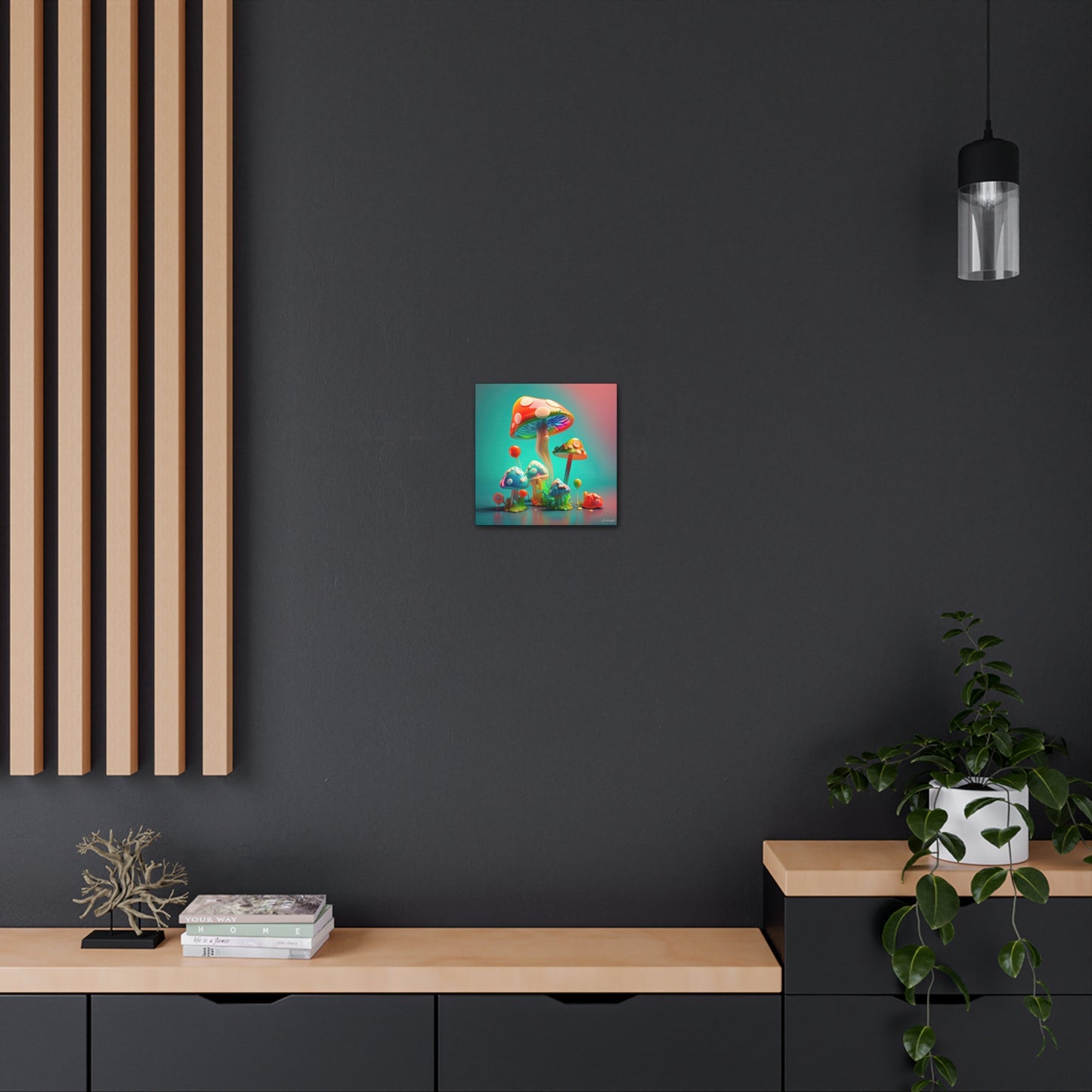 Beautiful Mushroom Luminating Colorful Bliss 3 Canvas Gallery Wraps