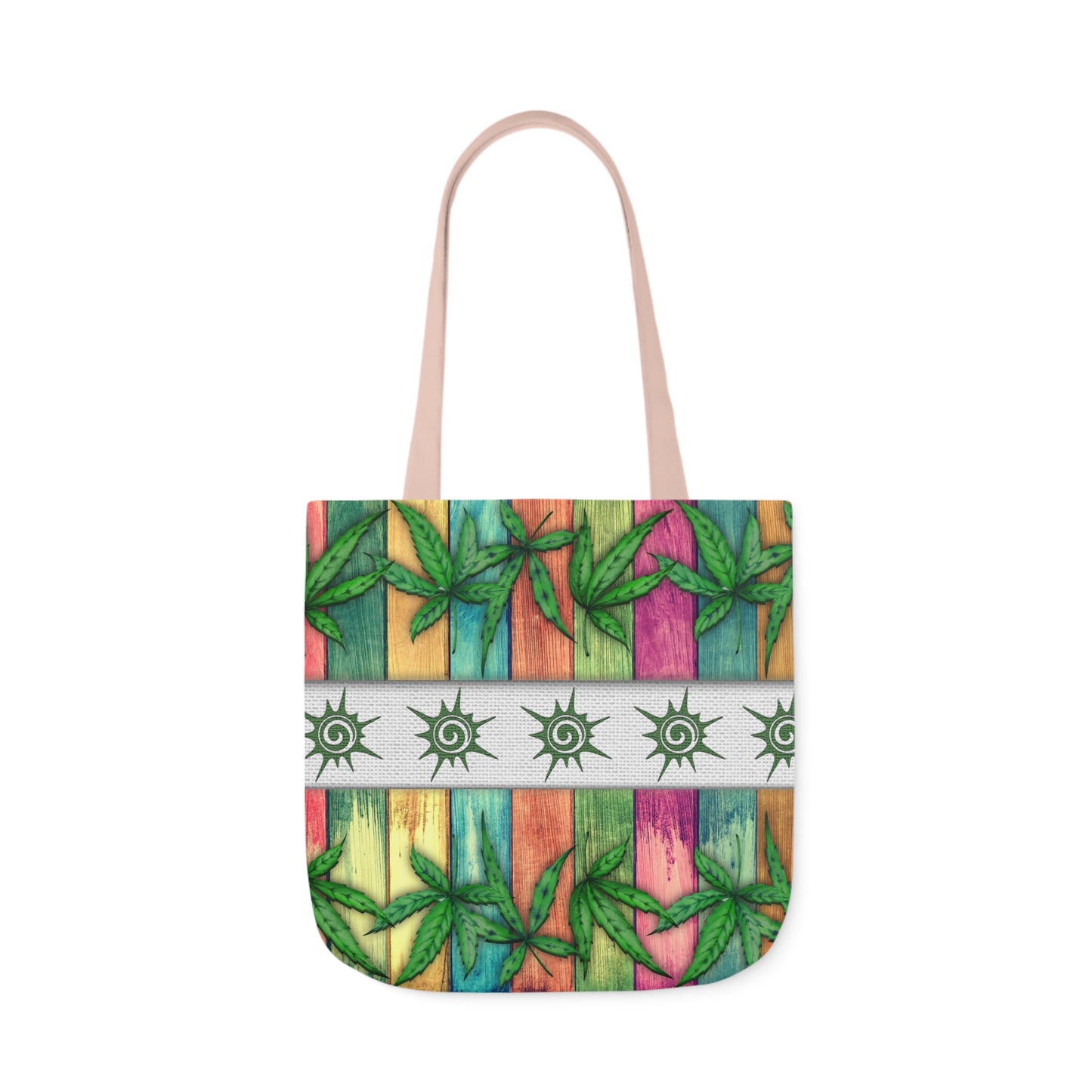 Beautiful Multicolored Pink Purple Blue 420 Weed Marijuana Leaf Polyester Canvas Tote Bag (AOP)