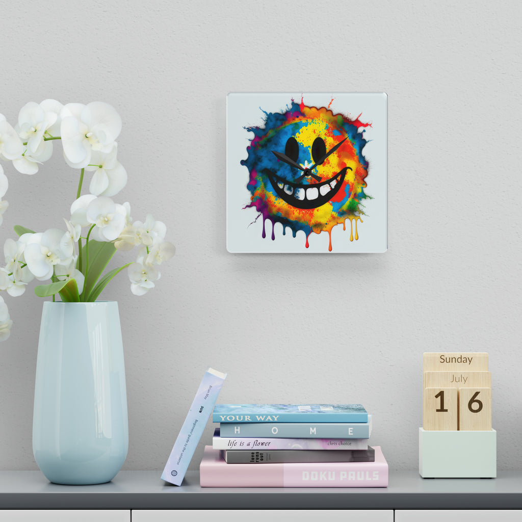 Happy Tie Dye Face Style 3 Wall Clock