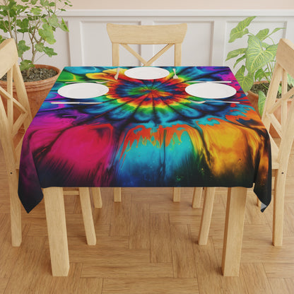 Bold And Beautiful Tie Dye Style 2 With Black Background Tablecloth