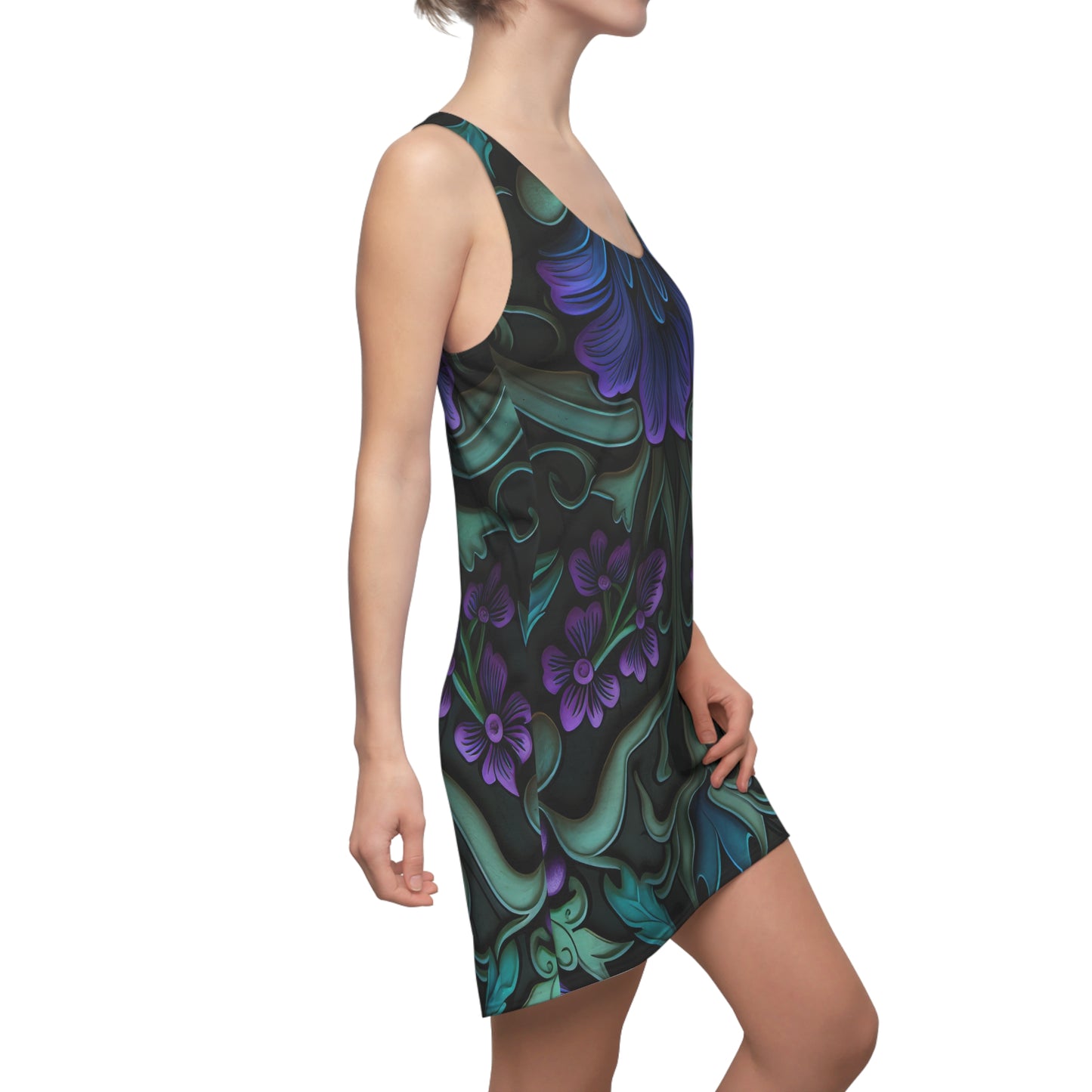 Gothic Bold & Beautiful flower floral Style 3 A, Women's Cut & Sew Racerback Dress (AOP)