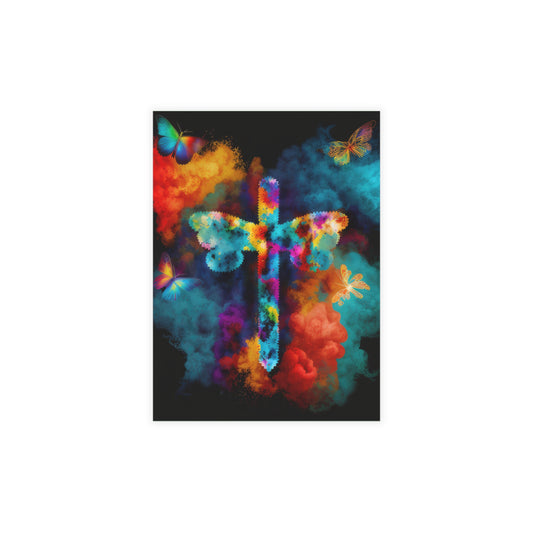 Beautiful Butterfly Tie Dye Cross Gorgeously designed Style 1 Postcard Bundles (envelopes included)