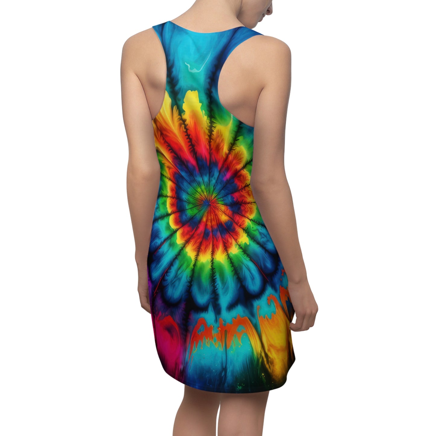 Bold And Beautiful Tie Dye Style Two Women's Cut & Sew Racerback Dress (AOP)